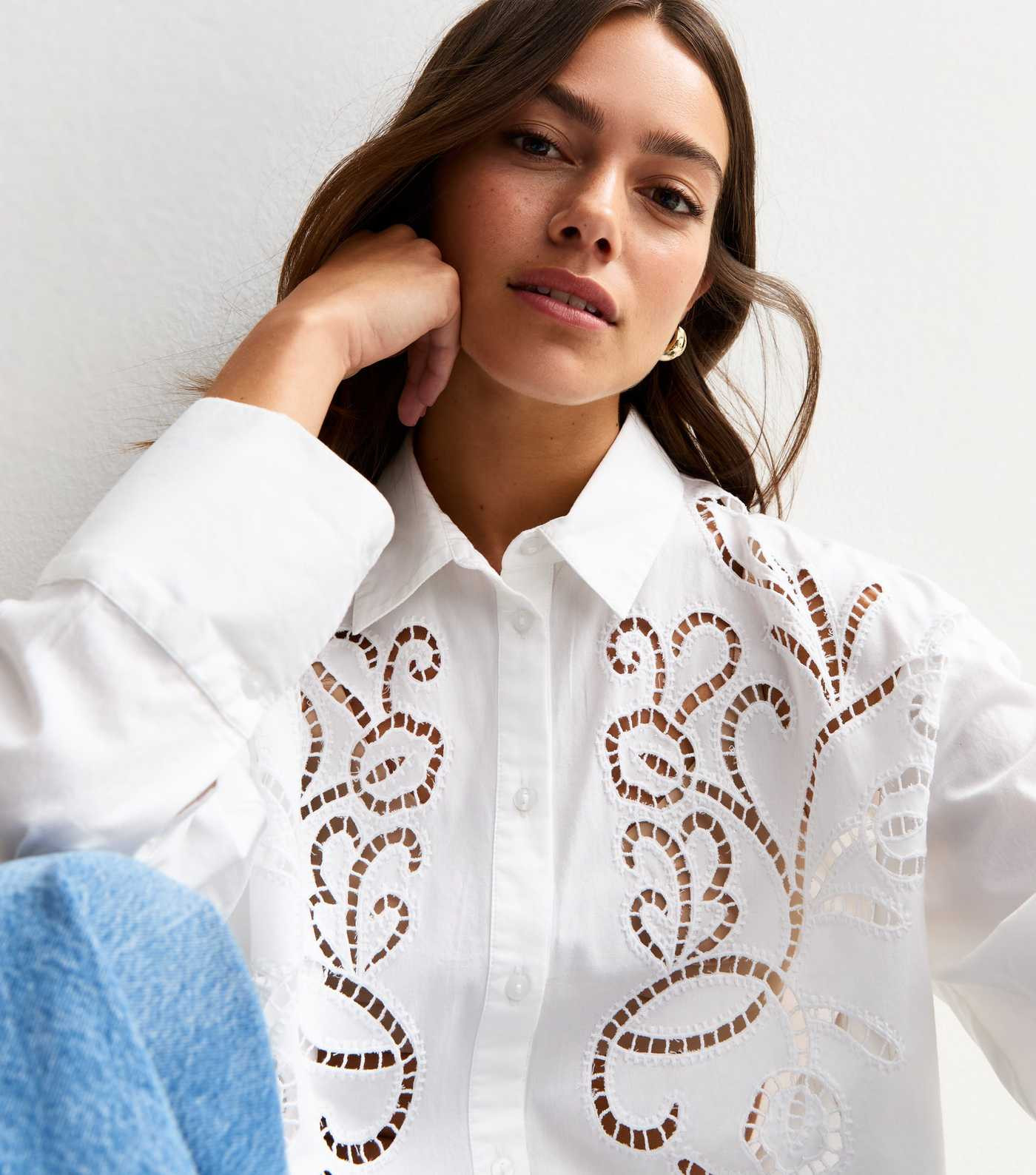 Petite Off White Lace Insert Poplin Shirt | New Look | New Look (UK)