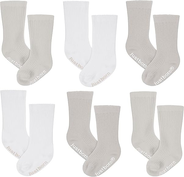 JUST BORN Baby 6-Pack Rib Socks, Neutral Foliage, 0-6 Months | Amazon (US)