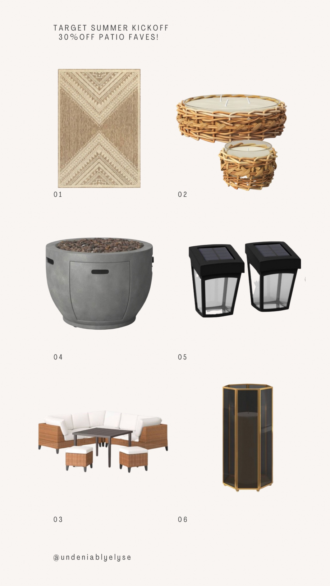 Target Patio Summer Sale 

UndeniablyElyse.com

Patio Favorites, Outdoor Finds, Patio Setup, Round Fire pit, Neutral Outdoor Rug, Solar Lanterns, Patio Set, Outdoor Candles

#LTKsalealert #LTKhome