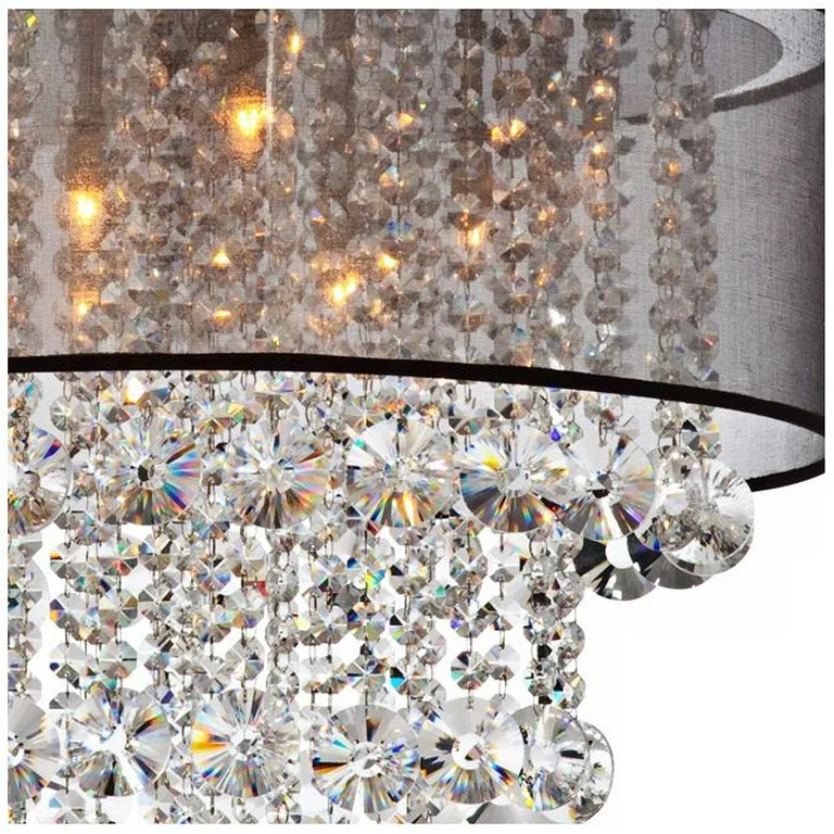 Possini Euro Design Brushed Nickel Chandelier 22" Wide Clear Glass Crystal Black Sheer Shade 12-L... | Walmart (US)