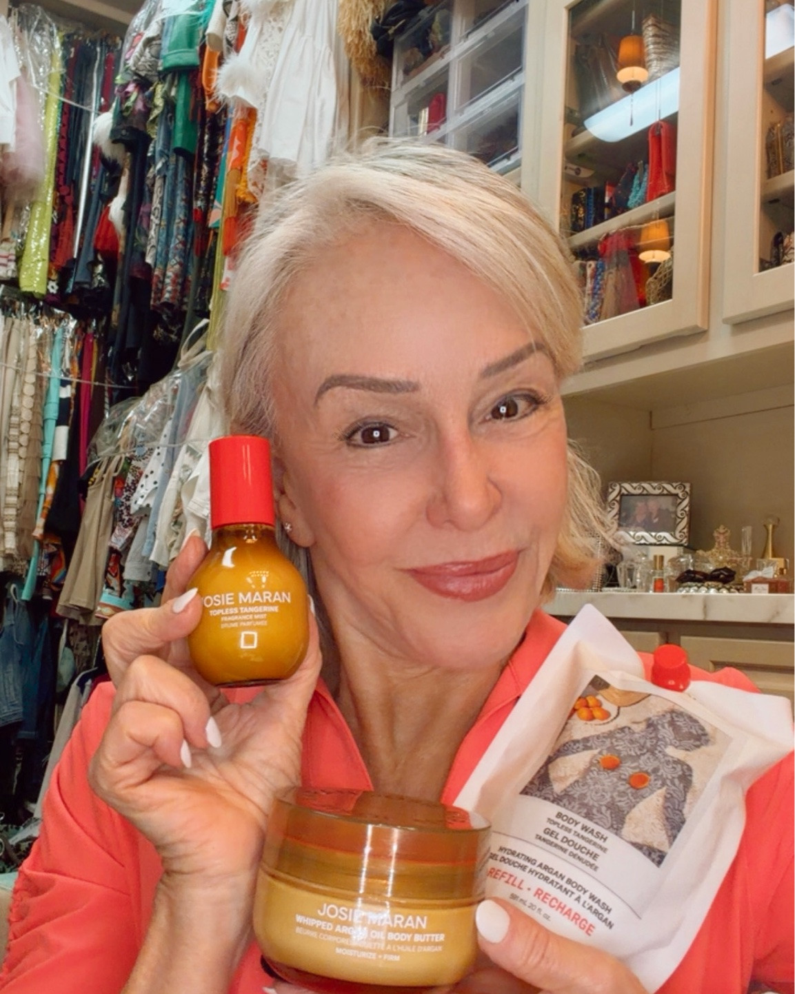 An air-whipped full-body moisturizer with argan oil that rapidly soaks in, delivering juicy firmness, intense hydration, and an all-over glow.

A multitasking fragrance mist that nourishes skin and hair with argan oil while enveloping you in notes of tangerine, pink grapefruit, and brown sugar.
An argan oil-infused body wash with joyful coconut bubbles, clinically shown to hydrate skin for 24 hours—in scent TOPLESS TANGERINE.

#LTKselfcare #LTKOver40 #LTKBeauty