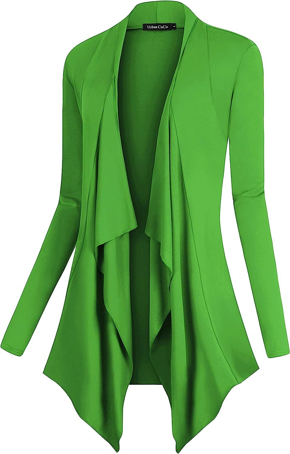 Urban CoCo Women's Drape Front Open Cardigan Long Sleeve Irregular Hem | Amazon (US)
