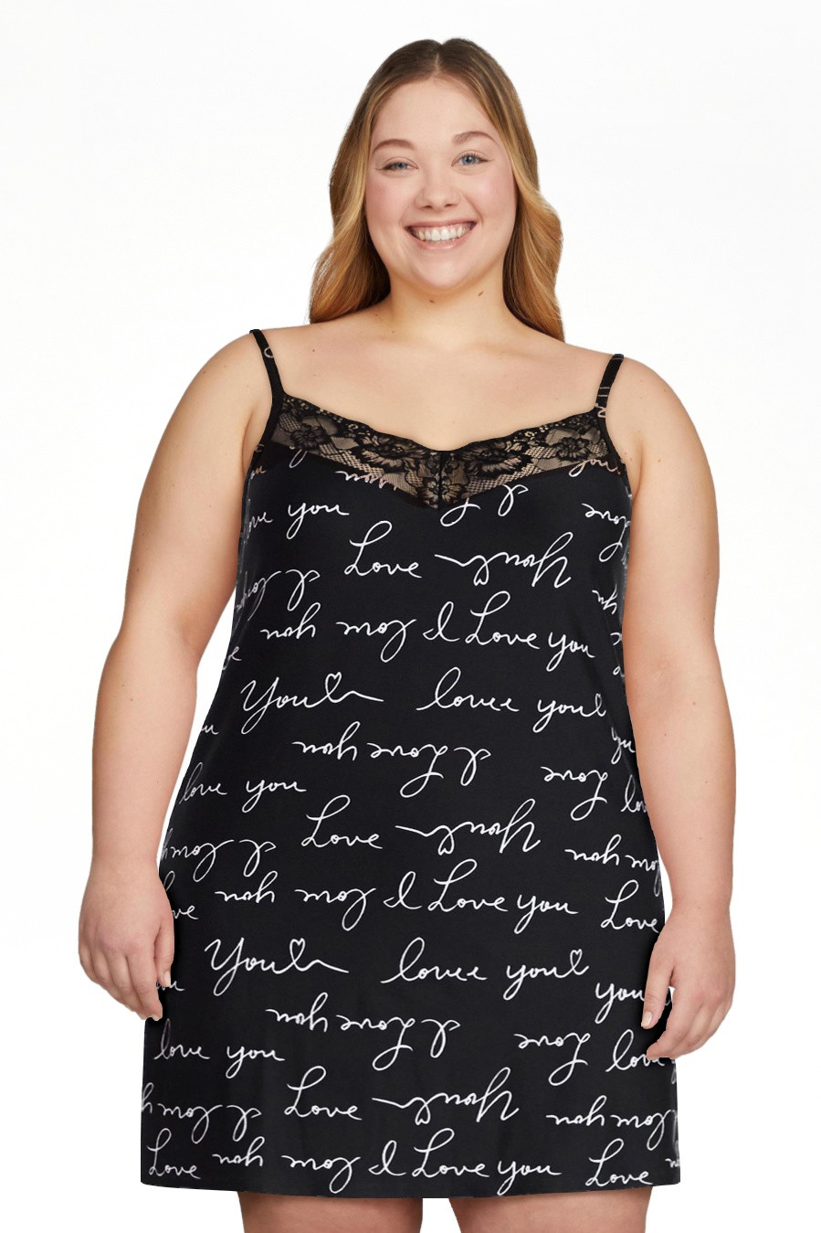 Joyspun Women’s Dreamy Soft Collection Lace Front Knit Chemise, Sizes XS to 3X | Walmart (US)