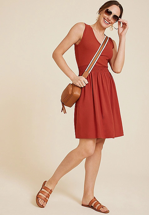 Mixed Media Skater Dress | Maurices