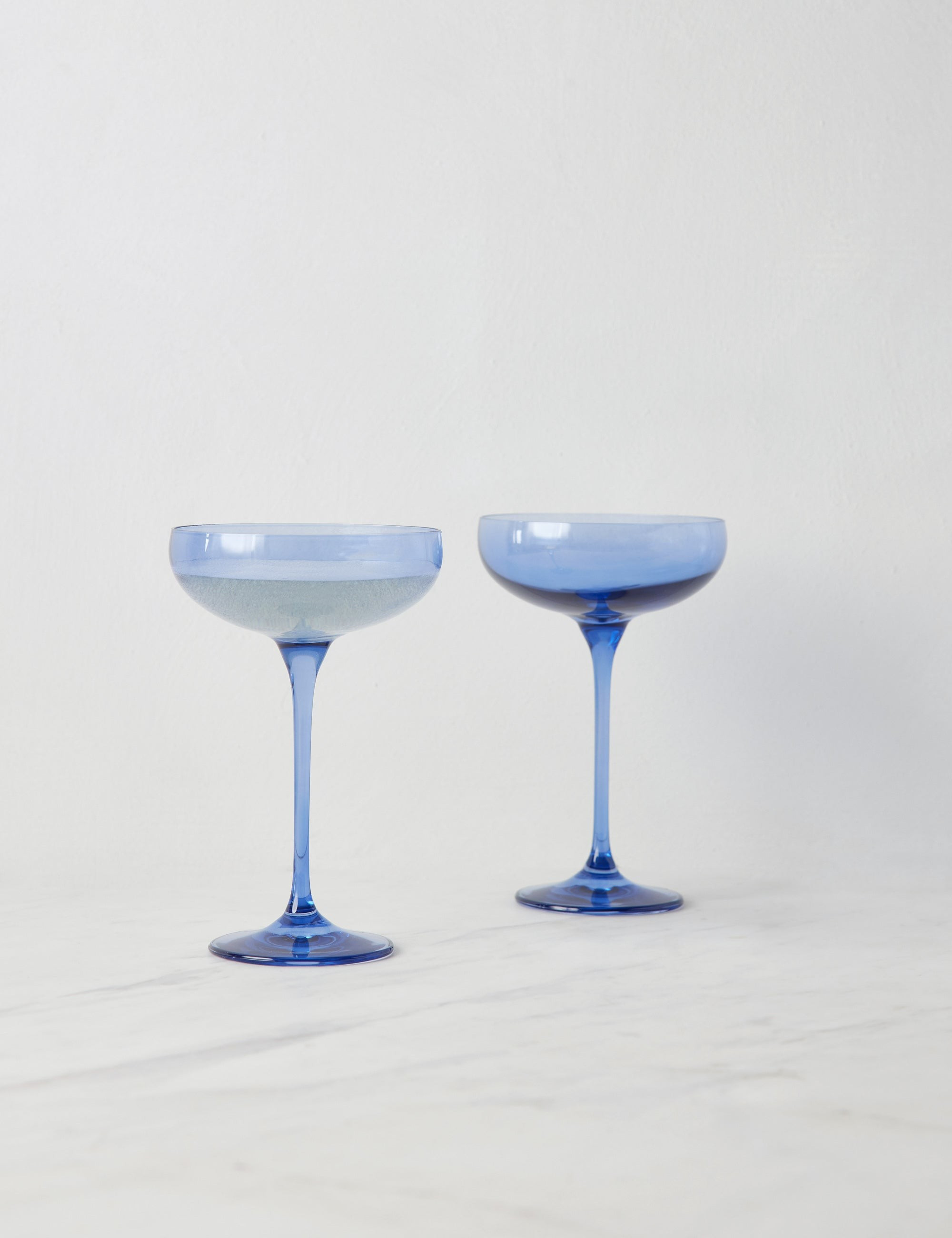 Champagne Coupes (Set of 2) by Estelle Colored Glass, Cobalt | Lulu and Georgia 