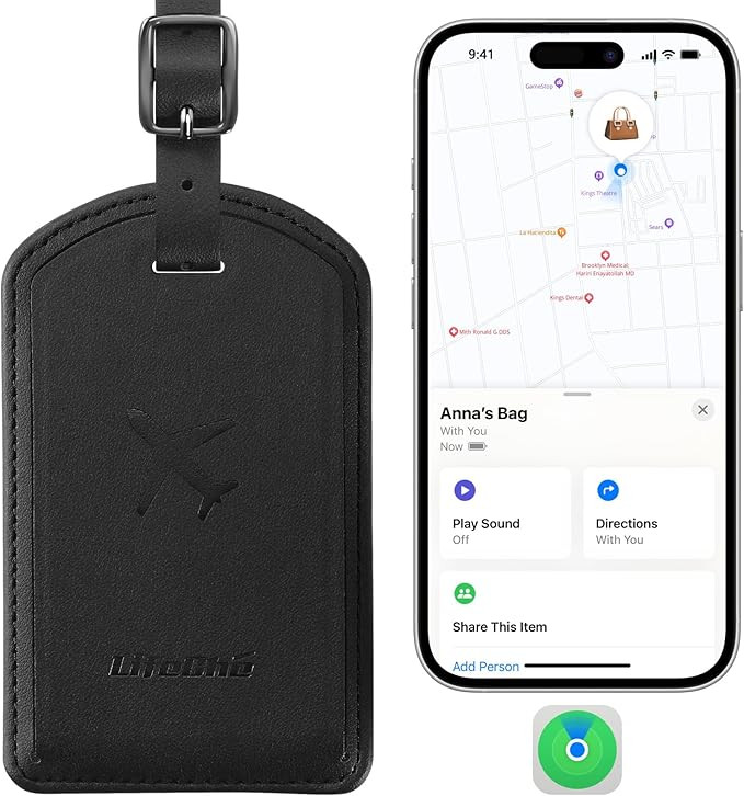 Luggage Tags Built-in Anti-Loss Tracker, Luxury Leather Luggage Tags for Suitcase, Travel Bags, B... | Amazon (US)