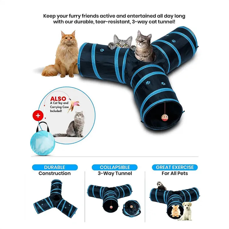 3 Ways Cat Tunnel Dog Training Tunnel Foldable Storage Tunnel Pet Toys Play Tunnels For Cat Inter... | Temu Affiliate Program