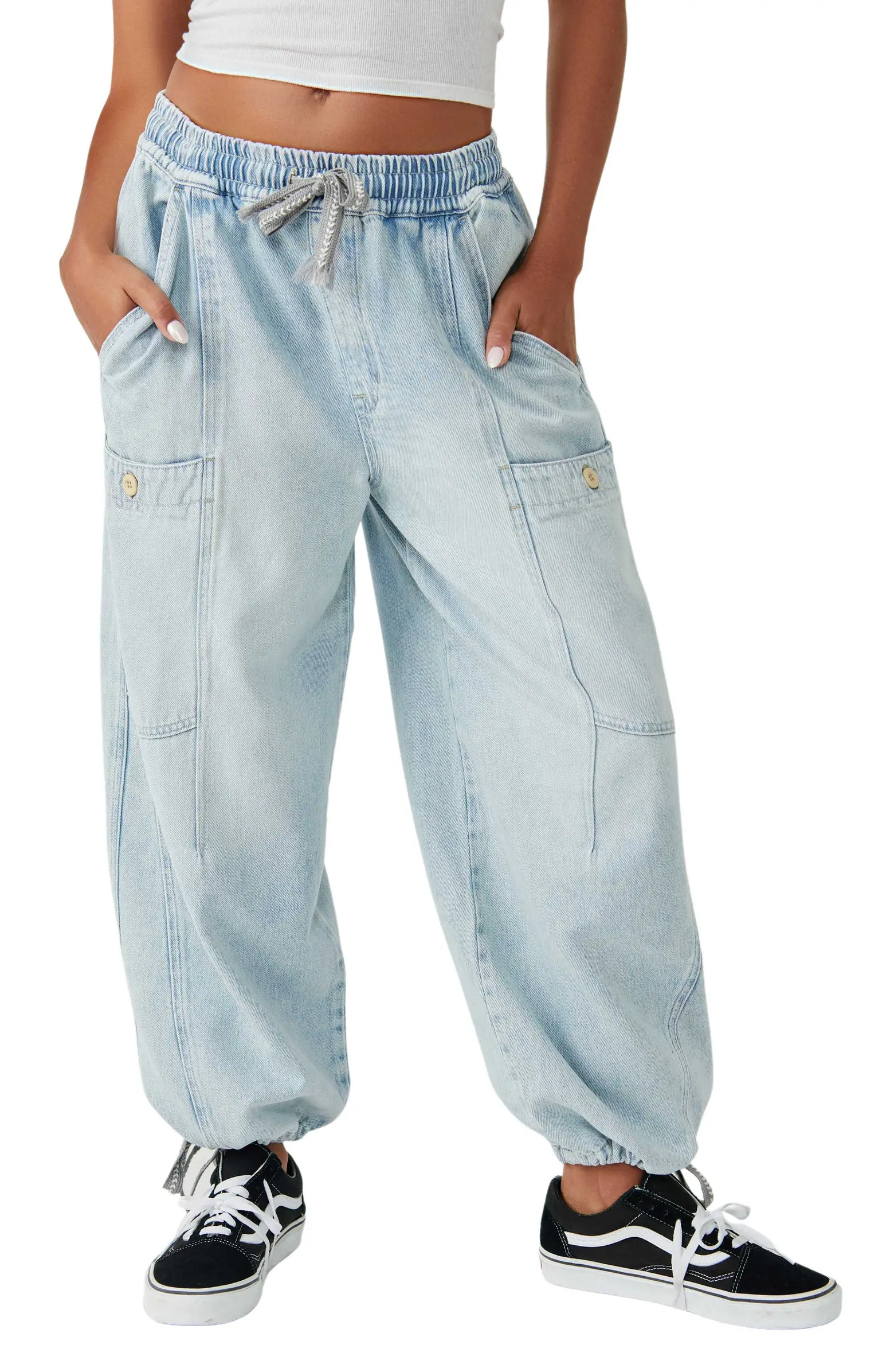 Bright Eyed Low Slung Cotton Blend Cargo Jeans | Nordstrom