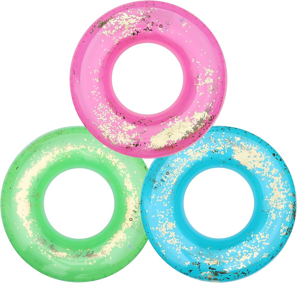 Kurala Inflatable Pool Float Tube, Transparent Swimming Ring with Colorful Sparkling Glitters for... | Amazon (US)