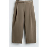 Zara - Balloon Fit Trousers With Pleats And Belt - Brown / Taupe - 32 - Man | Zara UK
