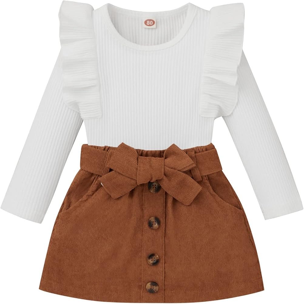 Toddler Kids Baby Girls Casual Clothes Set Solid Color Turtleneck Knitwear Sweater Tops + Pleated... | Amazon (US)