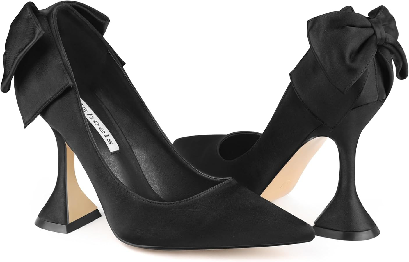 Zzheels Women's 3.74" Bow Pumps Pointed Toe Triangle Heel Pump Wedding Shoes | Amazon (US)