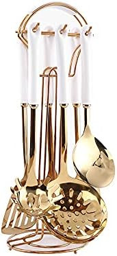 AQUAX Stainless Steel kitchenware seven Pieces Set (White Gold).Cooking Utensils 7 pcs Set with h... | Amazon (US)