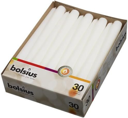 Bolsius White Dinner Candles - Burning 7.5 Hours – Smokeless 10-inch Tall Burning Candles for W... | Amazon (US)