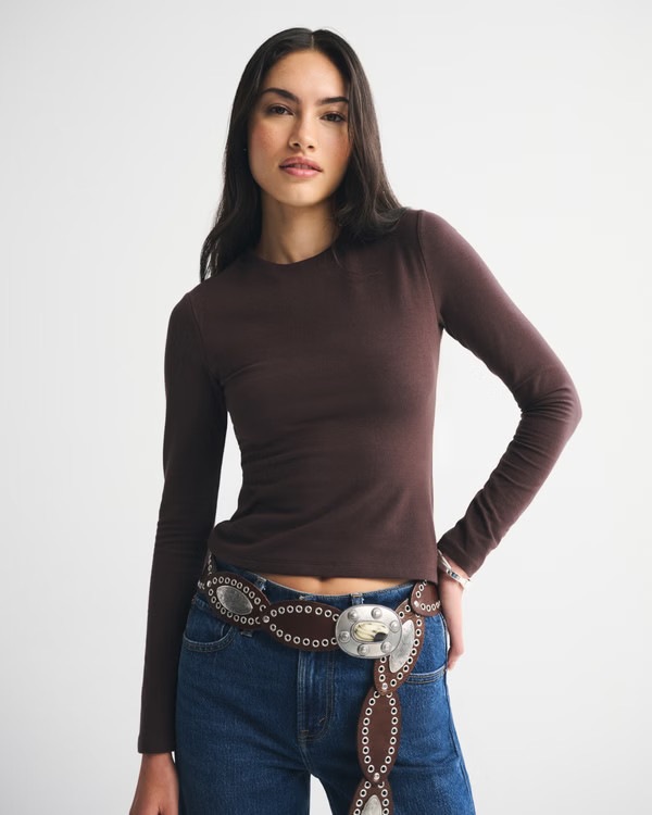 Double-Lined Long-Sleeve Baby Tee | Abercrombie & Fitch (US)