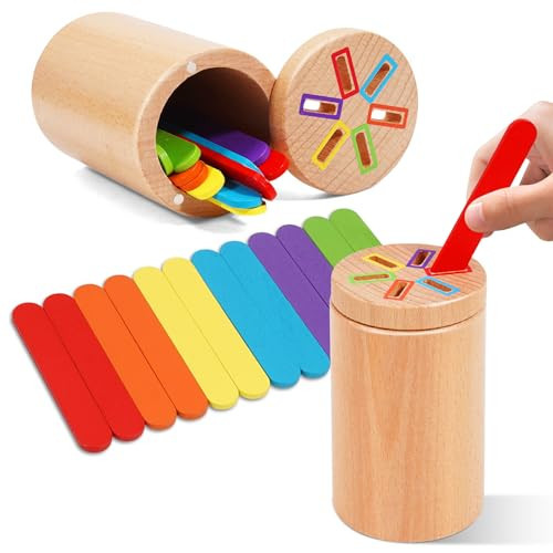 Soarly Montessori Toys for 1-3 Year Old, Fine Motor Skills Toys for 2-3 Year Old Wooden Color Sorting Stacking Toy for 18 Month+ Old Boys Girls Educational Gift for 3 4 5 Year Old Kids Birthday | Amazon (US)