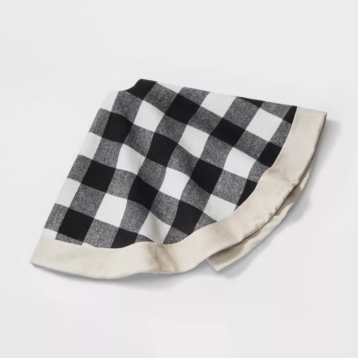 48" Buffalo Plaid Christmas Tree Skirt Black and Ivory - Wondershop™ | Target