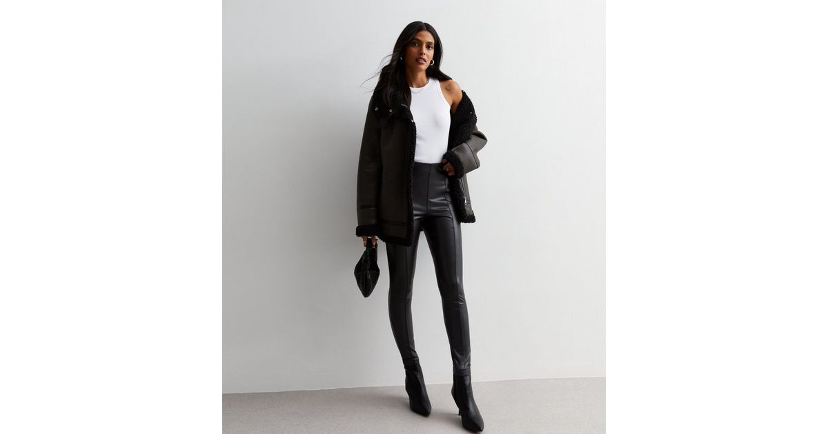 Black Leather-Look High Waist Leggings
						
						Add to Saved Items
						Remove from Saved It... | New Look (UK)