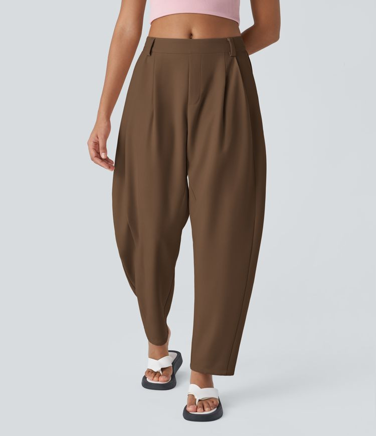 Mid Rise Pocket Barrel Leg Work Pants | HALARA