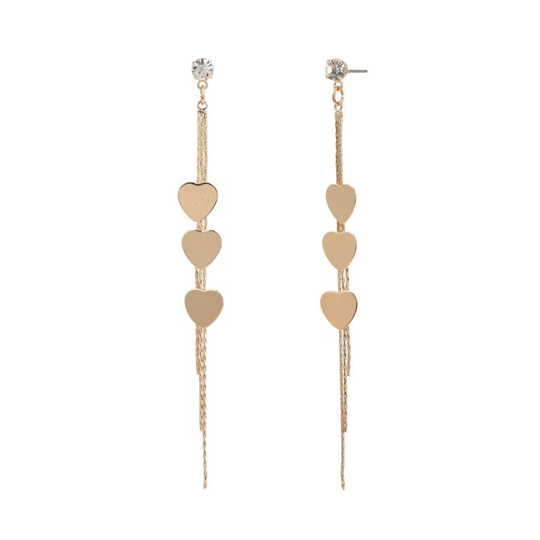 No Boundaries Adult Female Gold Tone Heart Linear Earring | Walmart (US)