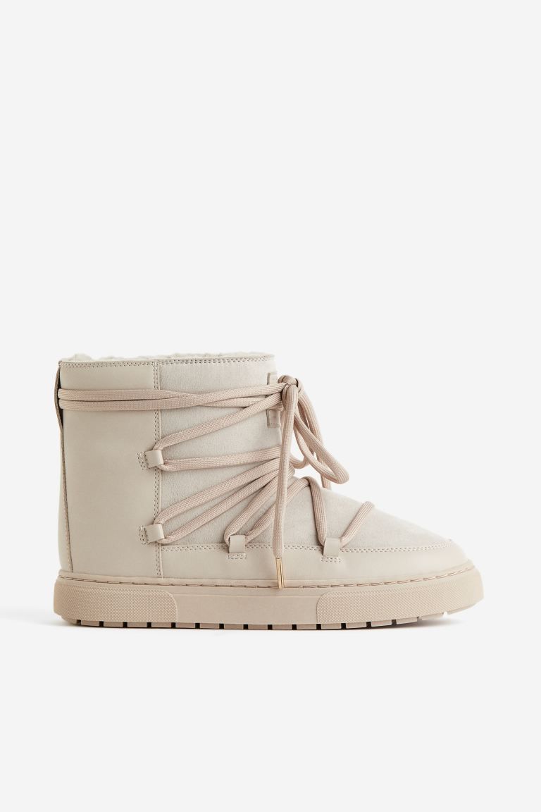 Laced padded boots - Beige - Ladies | H&M GB | H&M (UK, MY, IN, SG, PH, TW, HK)