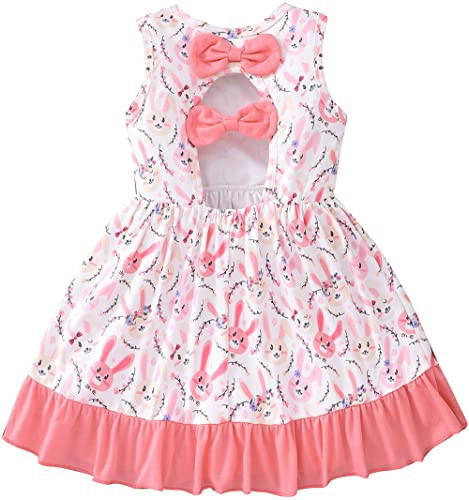 Easter Dresses for Girls Toddler Baby Girls Rabbit Dress Sleeveless Summer Sundress Pink Kids Party Dress 3-4 Years | Amazon (US)