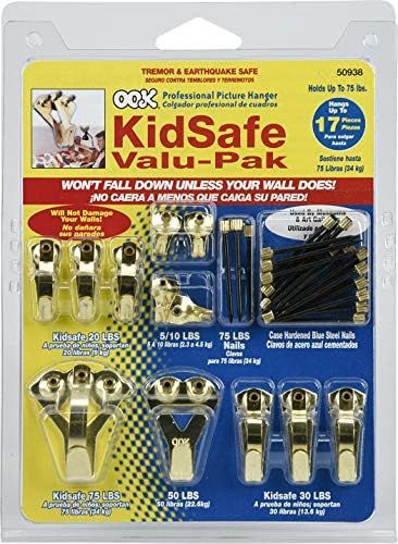 OOK 535862 Picture Hangers, Art Hangers, Kid Safe, Brass, Reusable Picture Hooks, 10-75lb (Value ... | Amazon (US)