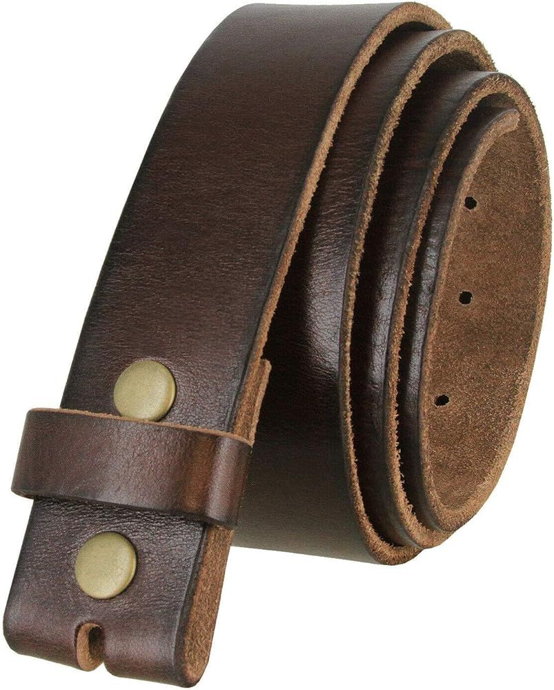 Genuine Full Grain One-Piece 100% Leather Plain Belt Strap with Snaps or Heavy-Duty Strap, 1-1/2"... | Amazon (US)