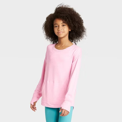 Girls' Cozy Lightweight Fleece Crewneck Sweatshirt - All in Motion™ | Target