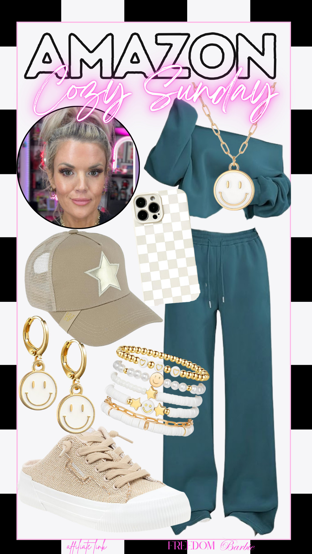 Relaxing at home is even better with these comfy pieces! From cute hats to smiley jewelry, it's all about feeling good.

#cozysunday #loungewear #amazonfinds #preppystyle #FreedomBarbie

 

 #LTKdayinmylife #LTKootd #LTKmomlife