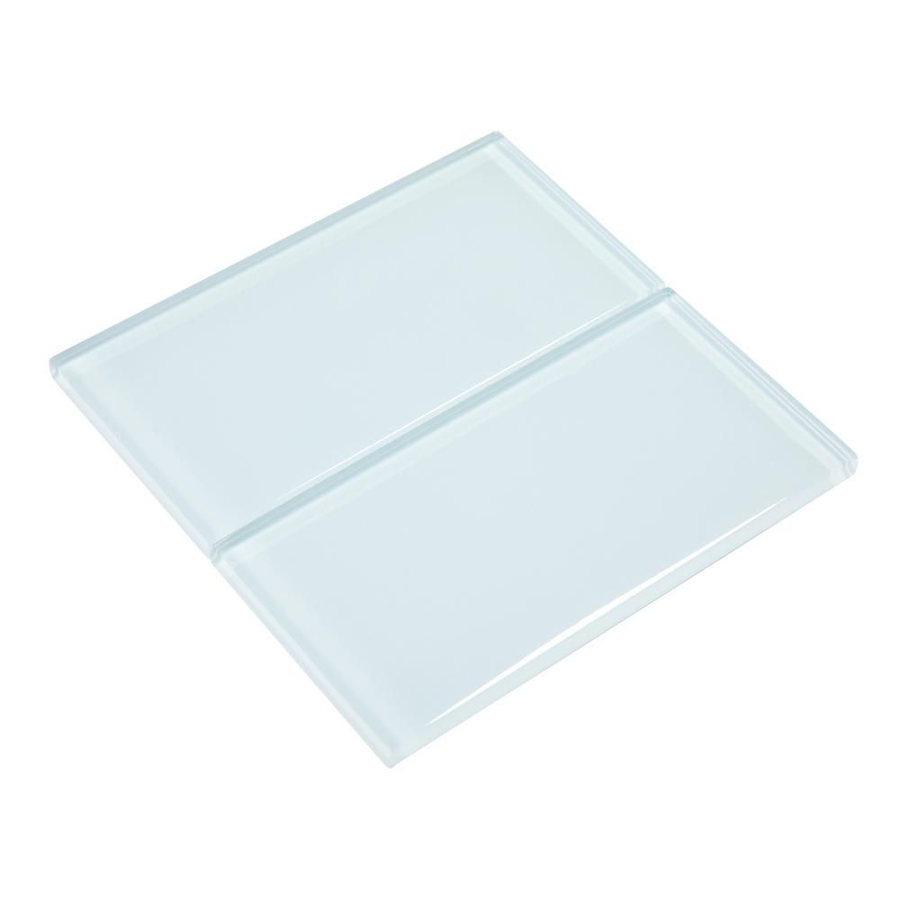 Giorbello Morning Sky Blue 3 in. x 6 in. x 8mm Glass Subway Wall Tile (5 sq. ft./Case)-G5944 - Th... | The Home Depot