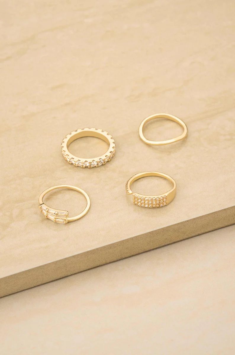 Crystal Lovers 18k Gold Plated Ring Set | Ettika