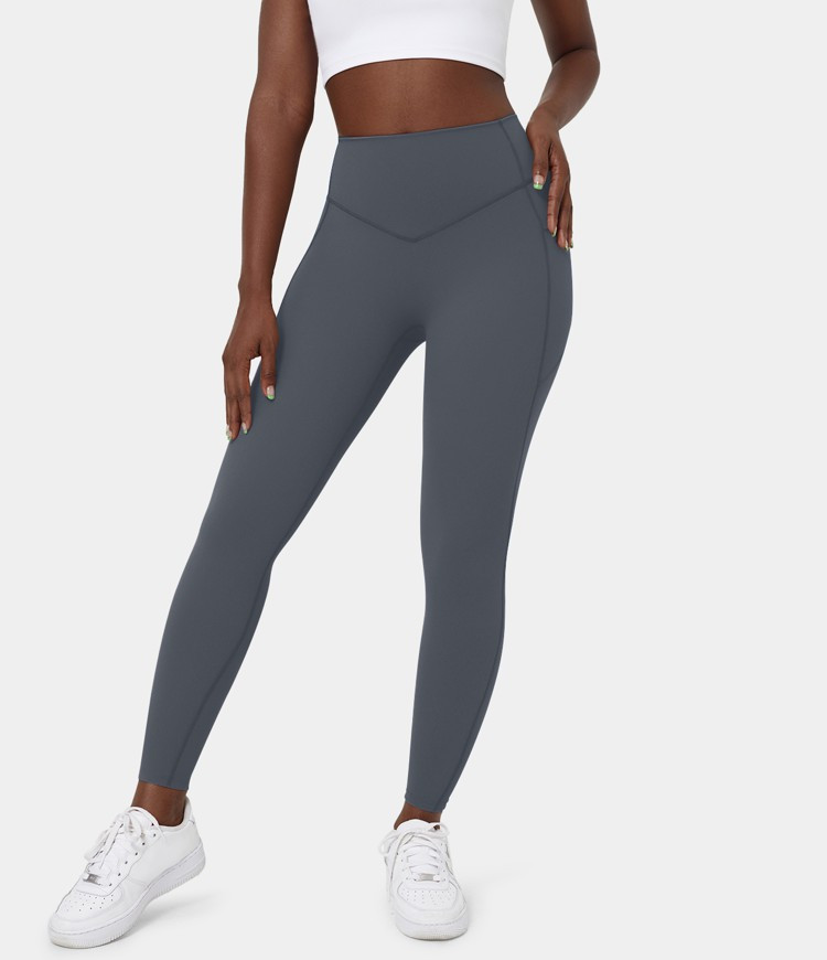 SoCinched High Waisted Tummy Control Side Pocket Shaping Training Leggings | HALARA