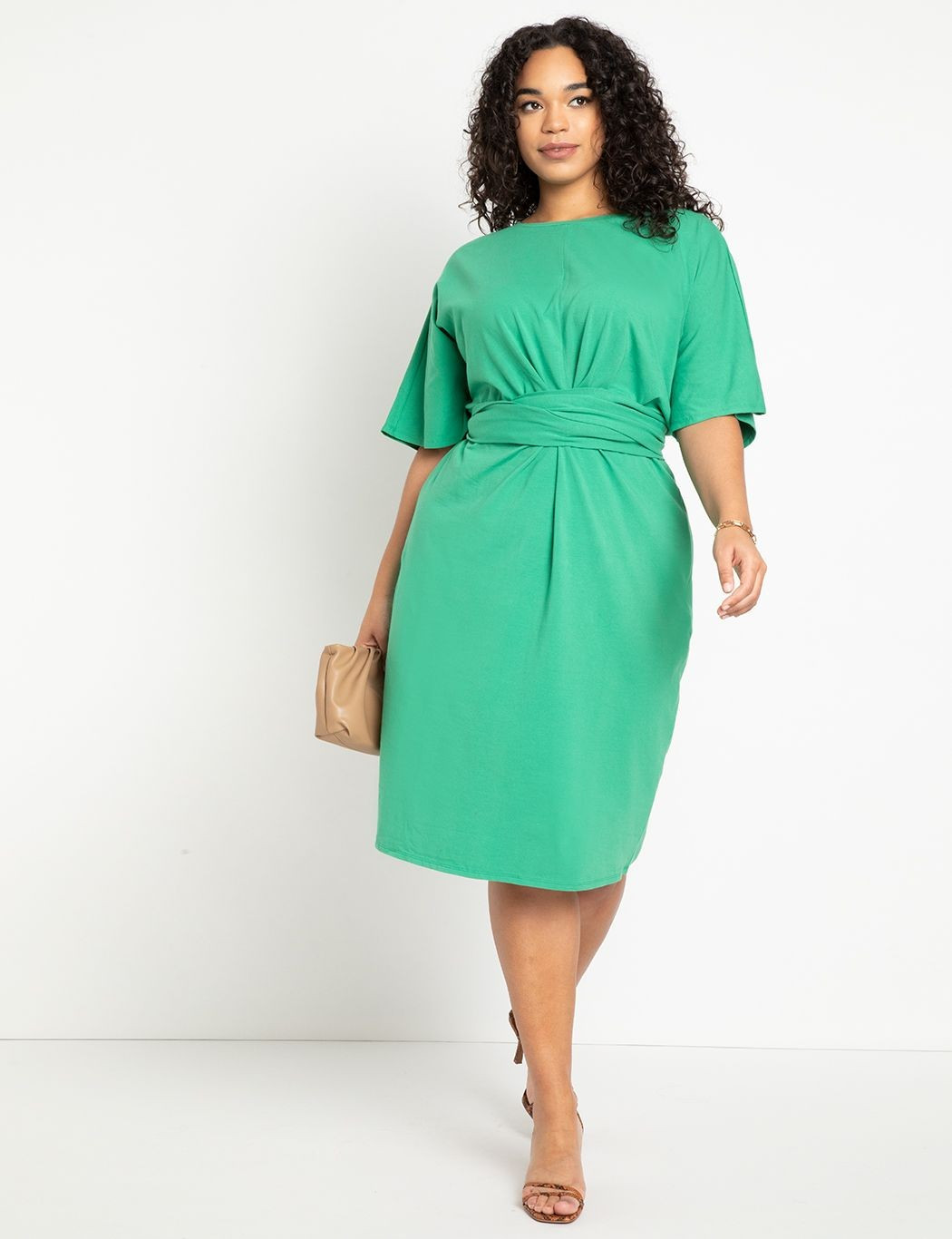 Cross Front Flutter Sleeve Dress | Eloquii