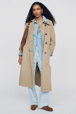 100% Cotton Double-Breasted Trench Coat Jacket | Anthropologie (US)
