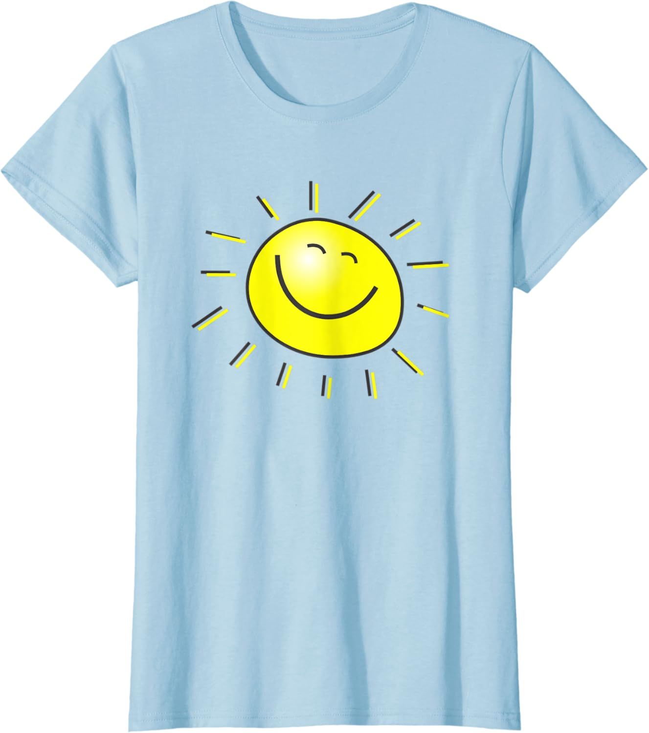 Cartoon Smiling Sun | Happy Face Sketch Kids Art T-shirt | Amazon (US)