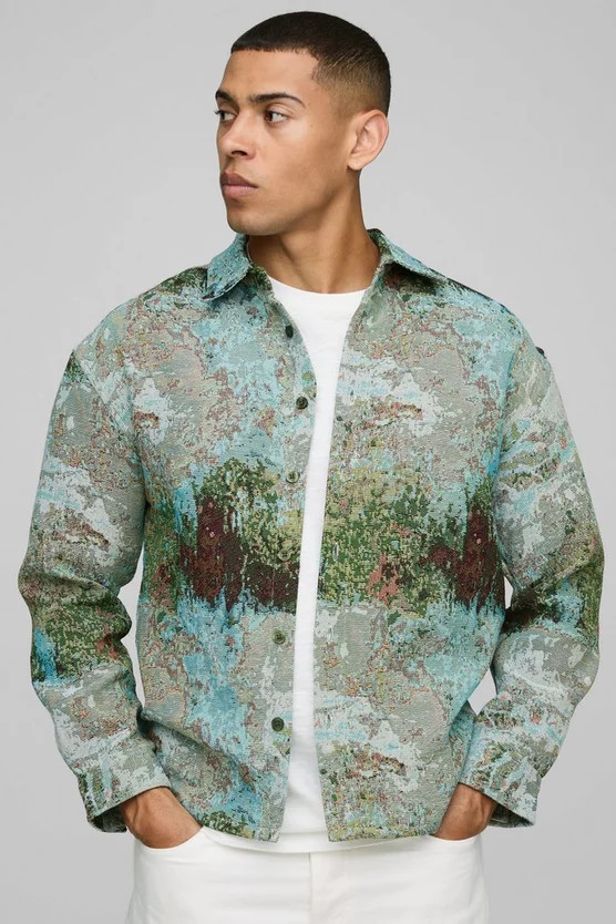 Regular Fit Tapestry Overshirt | boohooMAN (DE, IE & UK)