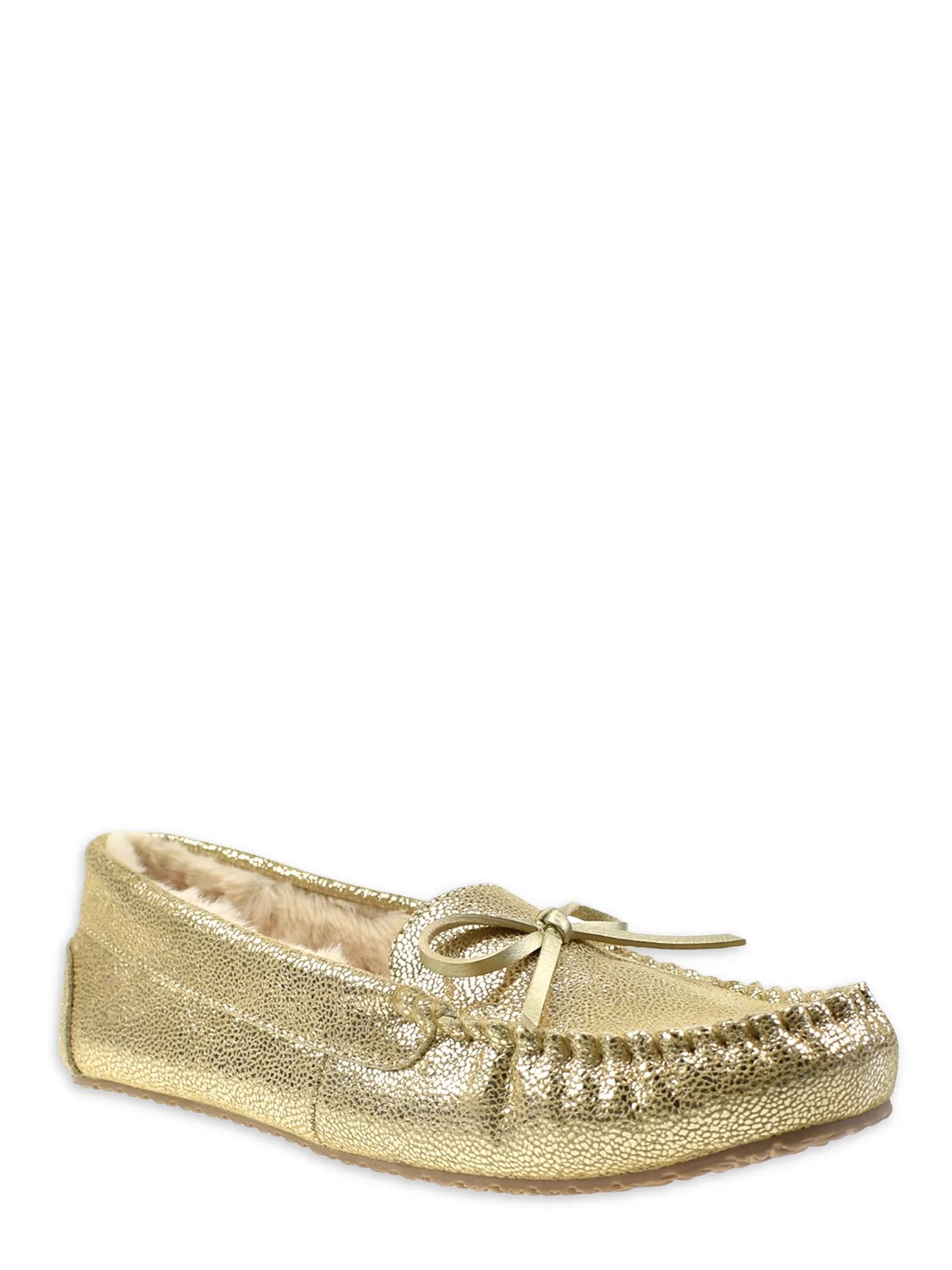 Ladies Secret Treasures Metallic Suede Moccasin - Walmart.com | Walmart (US)