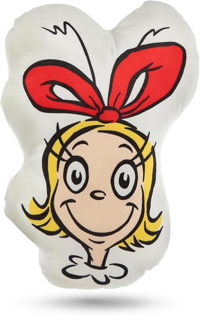 Cindy Lou Who Whimsical Head Christmas Pillow - Soft Polyester Christmas Throw Pillows W/ Red Bow... | Amazon (US)
