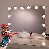 TEVISE Makeup Vanity Mirror with Lights, Bluetooth Touch Control Light-up Smart Cosmetic Tabletops w | Amazon (US)