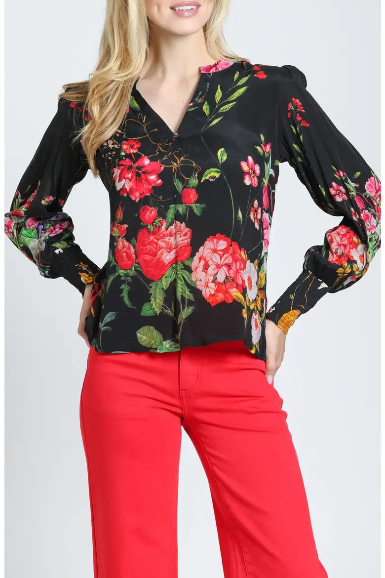 APNY Floral Split Neck Top (Women) | Nordstrom | Nordstrom