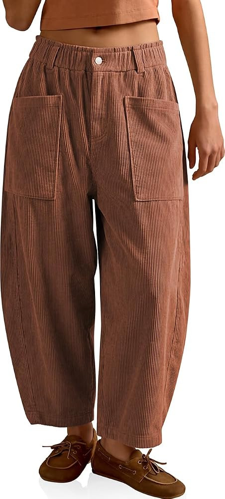 TARSE Womens Corduroy Barrel Pants | Amazon (US)