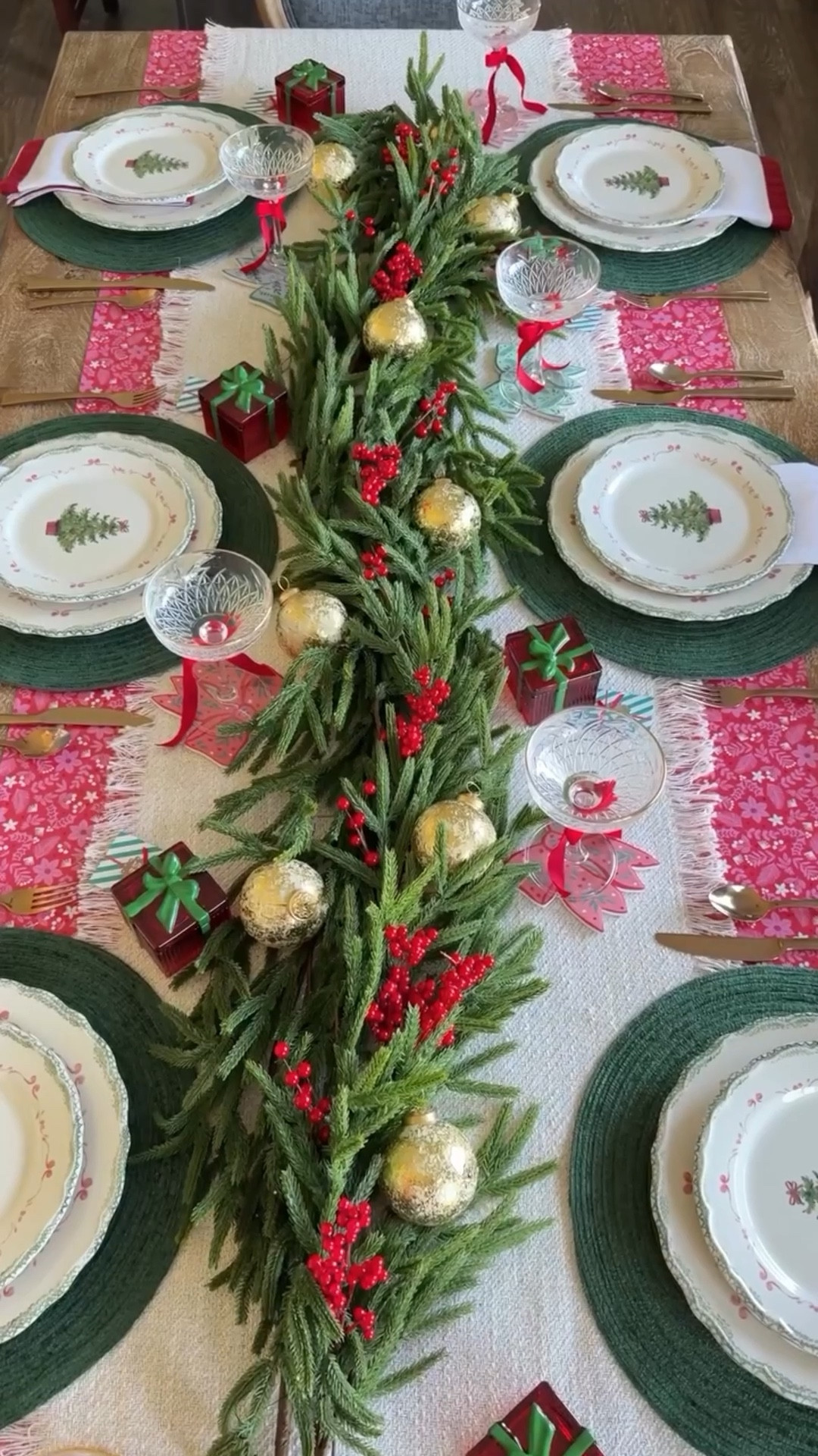 Wrapping paper is the best holiday tablescape hack the keeps your table clean and looks great  

#LTKHoliday #LTKGiftGuide #LTKSeasonal