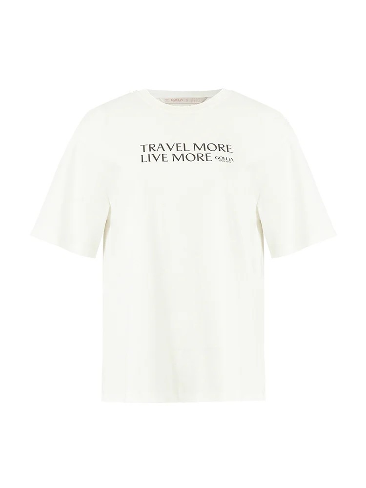 Pure Cotton Chic Letter Printed Women T-Shirt | GOELIA