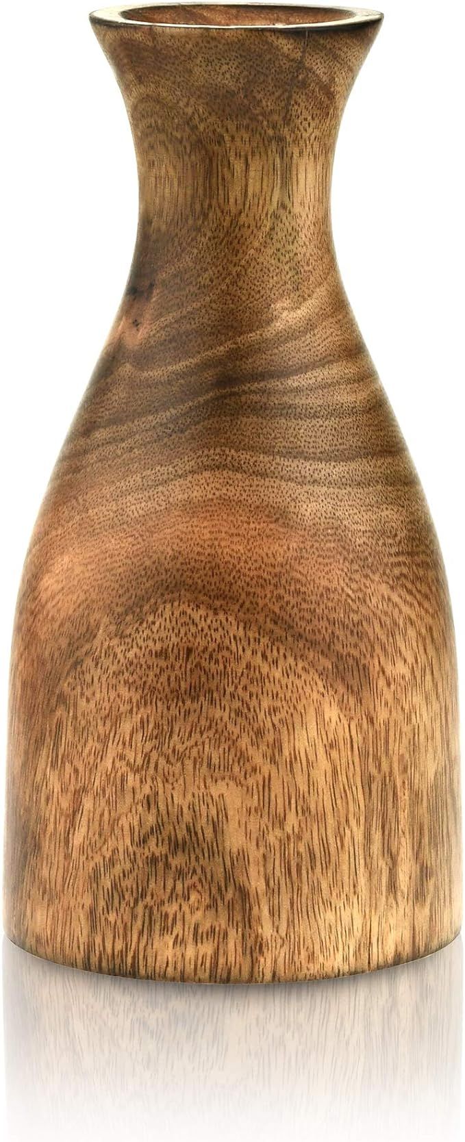 Amazon.com: AeraVida Natural Brown Stain Mango Tree Wood Bottle Shaped Slim Vase for Flower, 8 in... | Amazon (US)