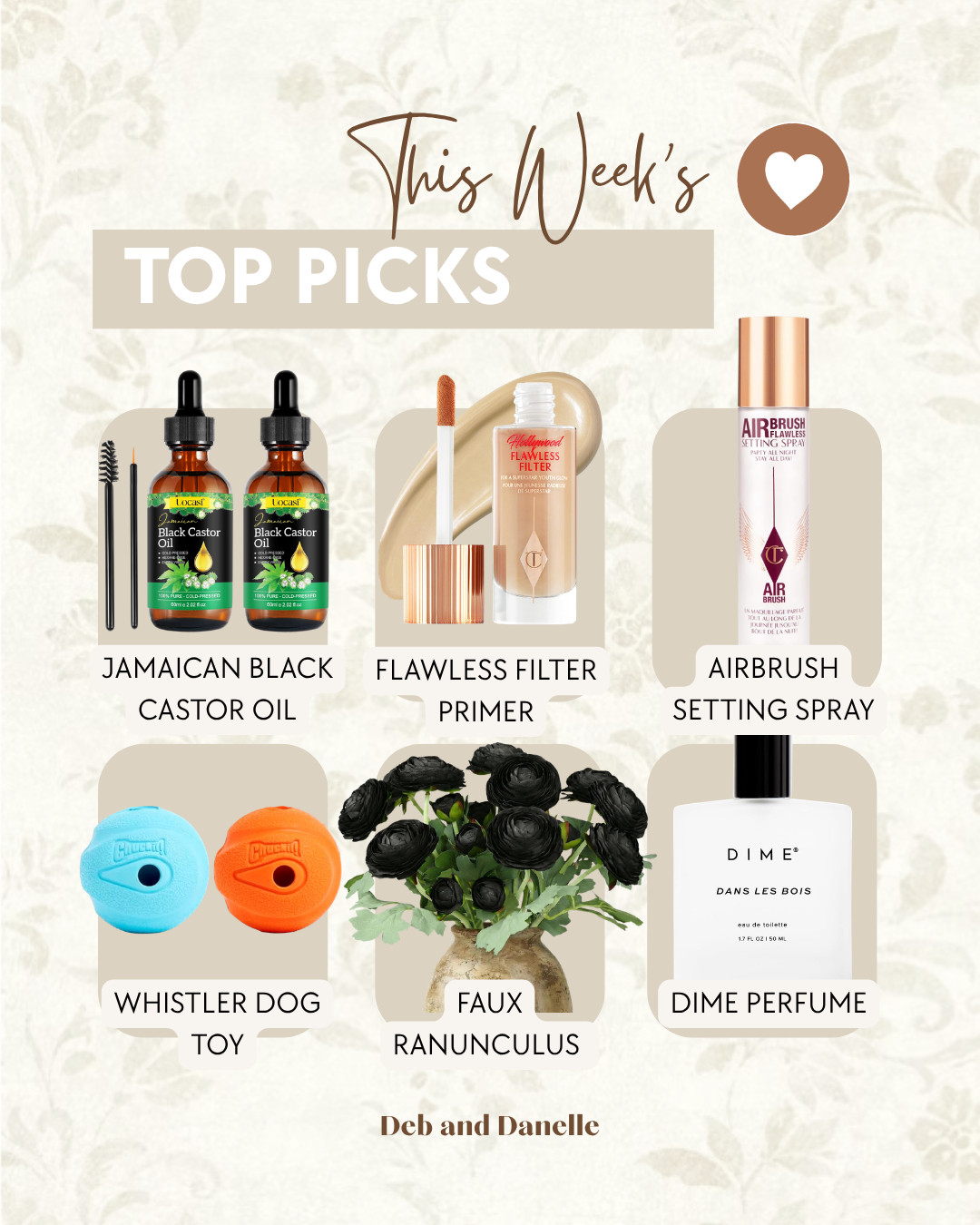 Top picks of the week include nourishing castor oil, a flawless filter primer, airbrush setting spray, a fun dog toy, and beautiful ranunculus flowers. 

 #LTKSeasonal #LTKHome