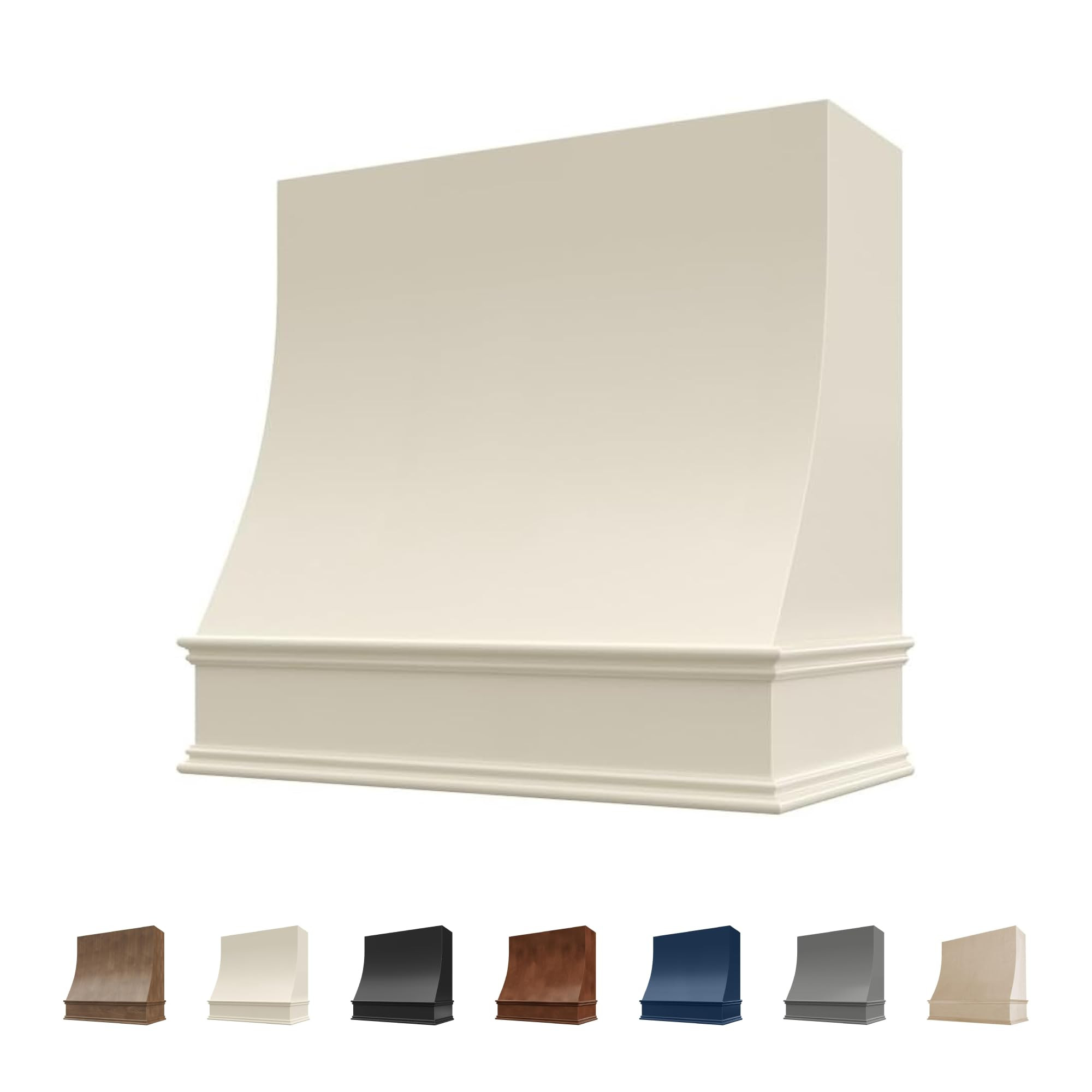 Riley & Higgs Sloped Front Antique White Range Hood Cover With Decorative Molding - Wall Mounted ... | Amazon (US)