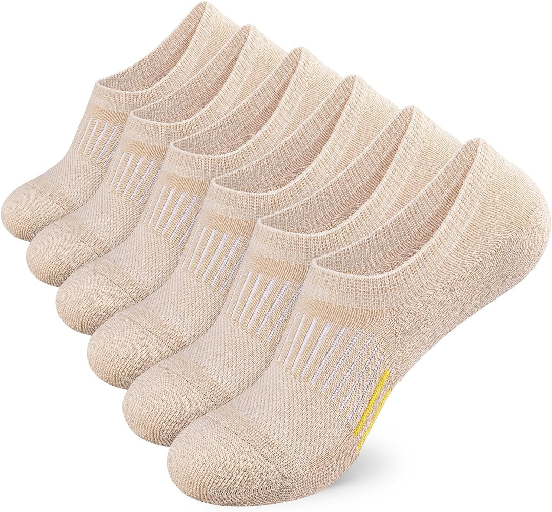 Airacker No Show Socks for Women 6-Pack, Cushioned Low Cut with Heel Grip, Breathable Athletic So... | Amazon (US)