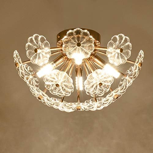 HMVPL Semi Flush Mount Ceiling Light Fixtures, Farmhouse Glass Close to Ceiling Lamp Golden Indus... | Amazon (US)