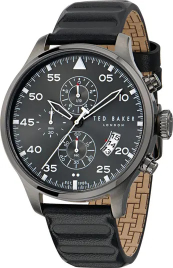 Fulmaar Chronograph Leather Strap Watch, 44mm | Nordstrom